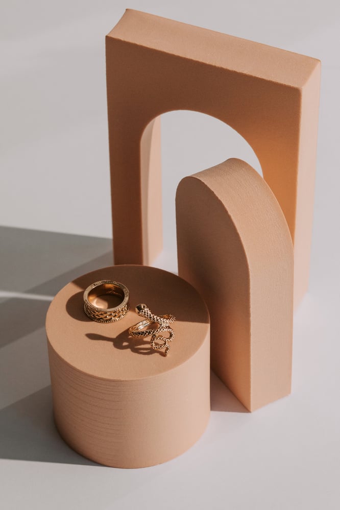 Gold Jewelry on Podium